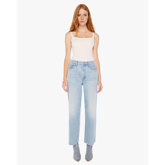 New MOTHER Superior The Rambler Zip Ankle Fray Jeans in Light Blue With The Band - Picture 15 of 15